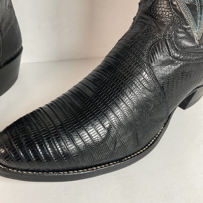 Vintage Justin Lizard Teju Cowboy Boots | USA Made | Black | Narrow | Men’s 12 B