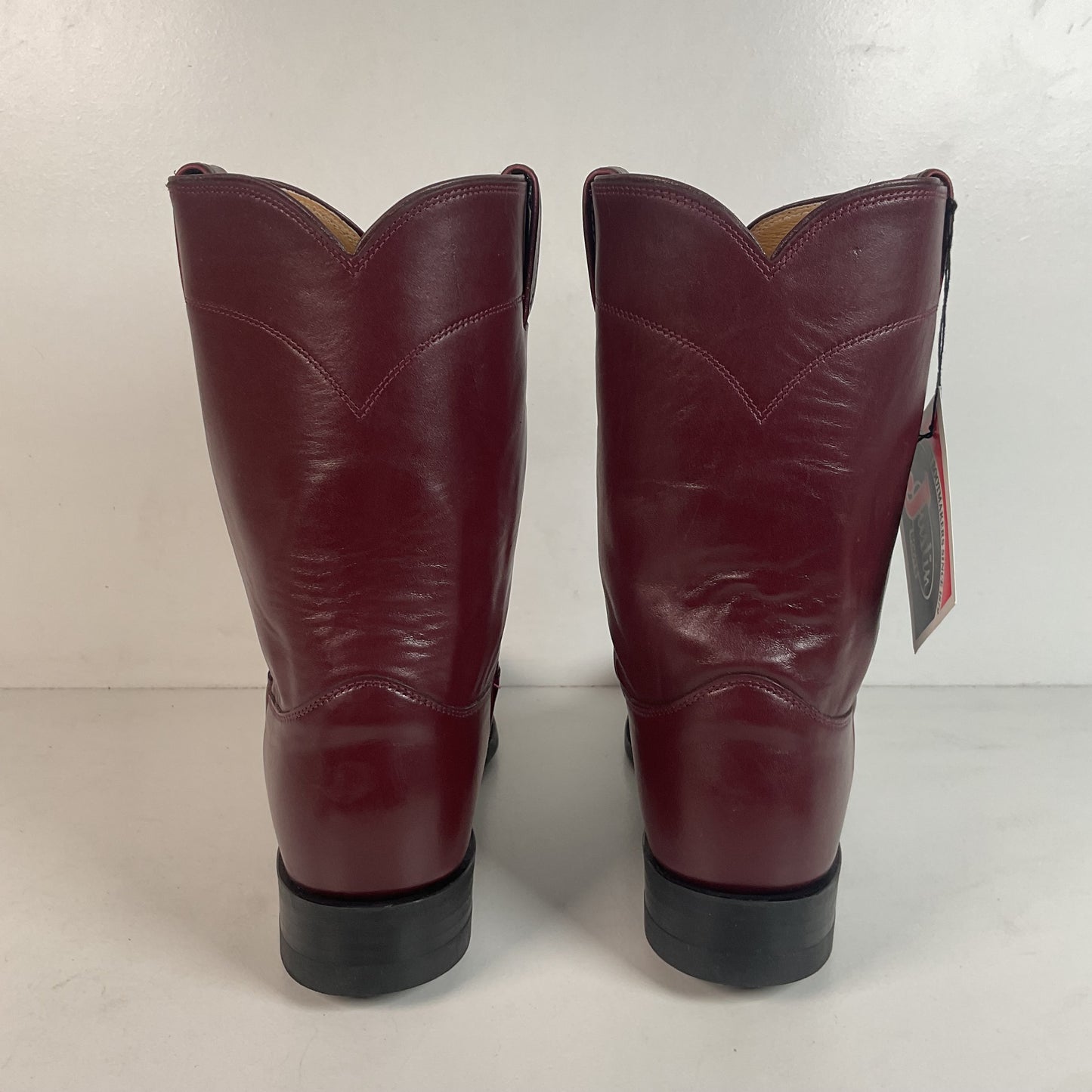 Justin Burgundy Calf Roper Boots 13 D USA Made