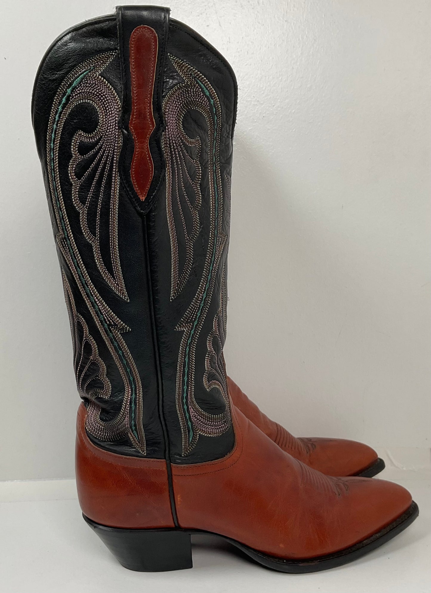 Vintage Larry Mahan Brown Cowgirl Boots 7 M USA Made