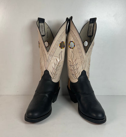 Olathe Rough Stock Cowboy Boots 10 D Black Mule Skin USA Made