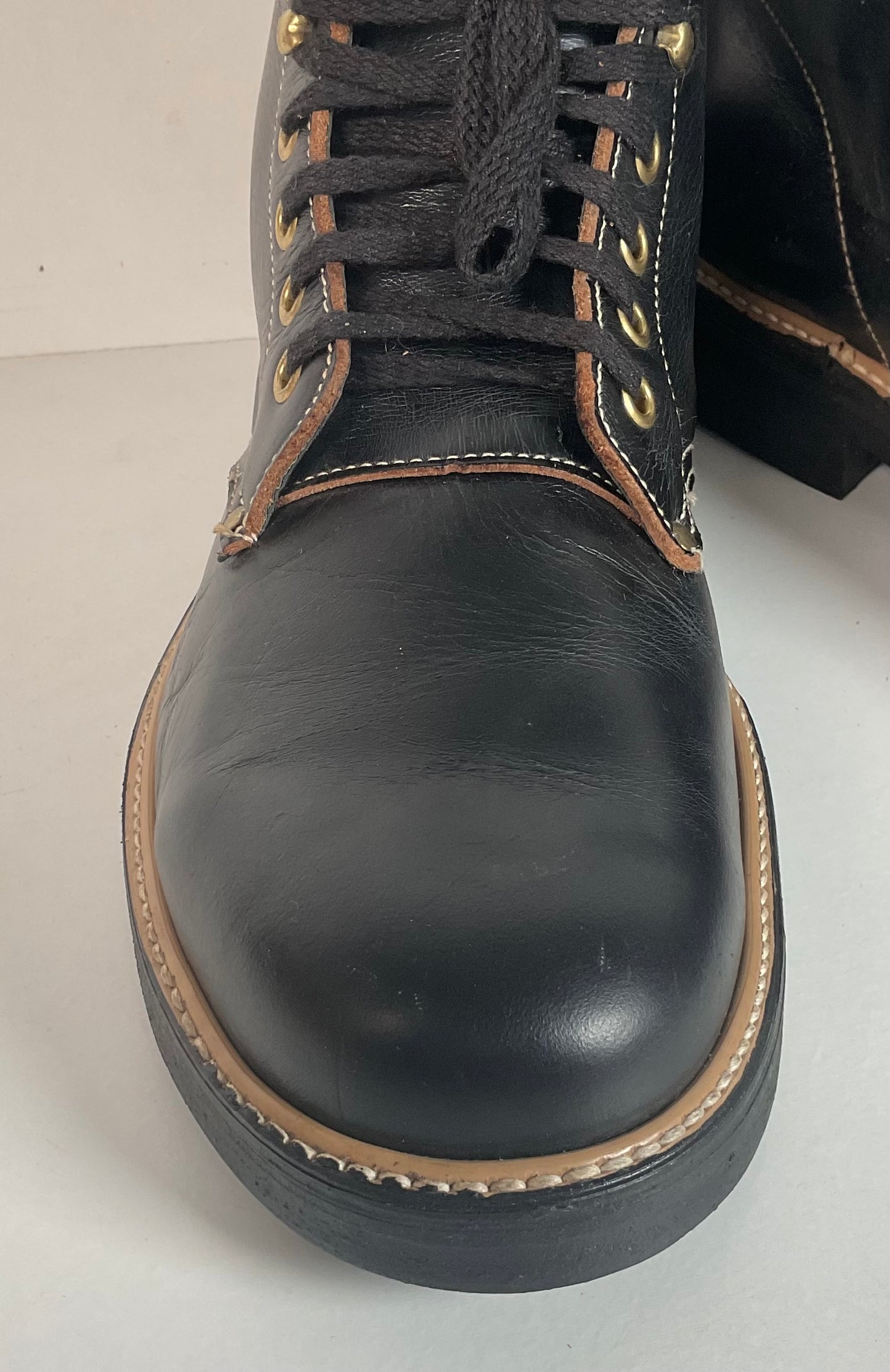 Vintage Men’s Black Leather Ankle Boots Size 9 Plain Toe 1960s