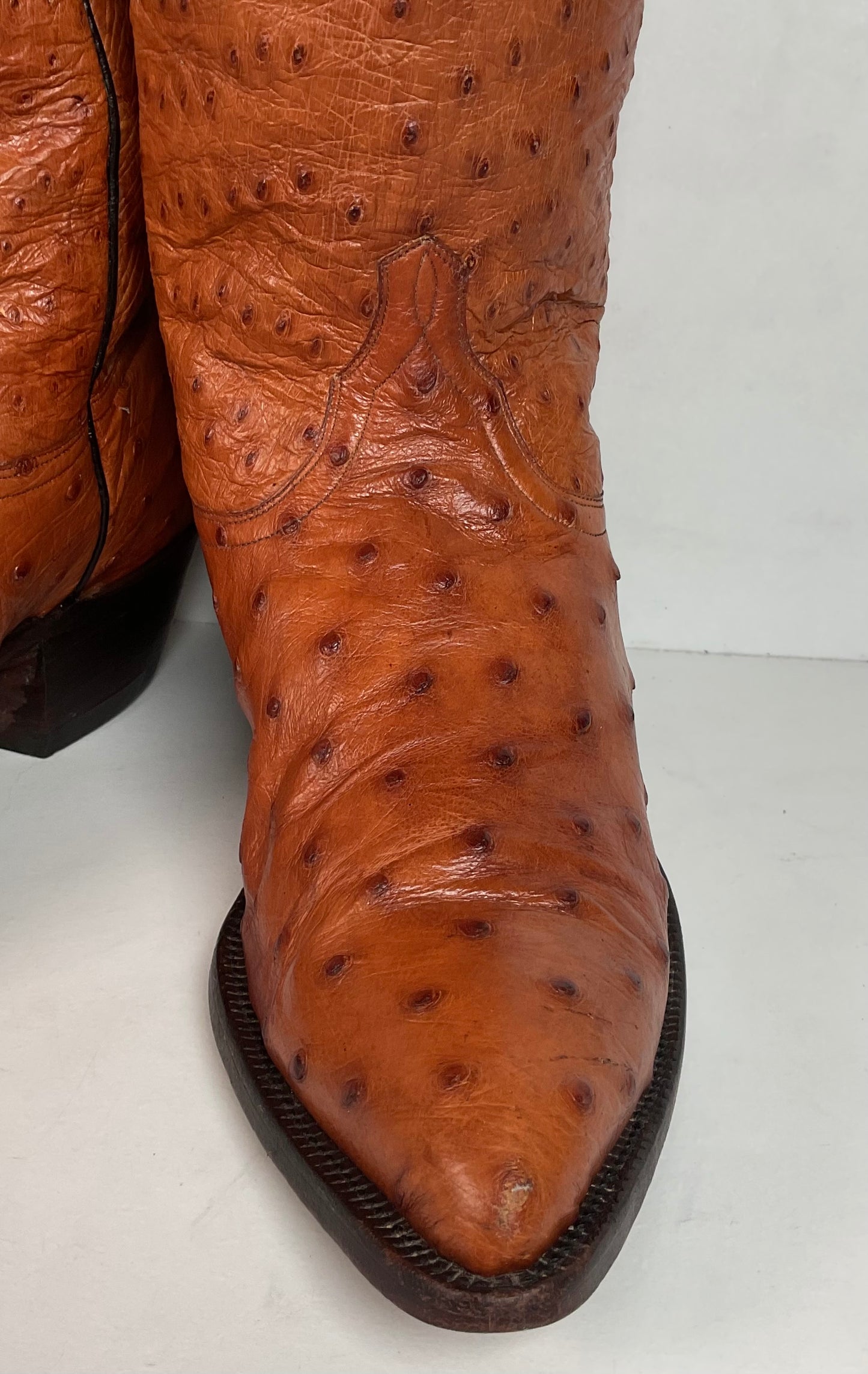 Custom Full Ostrich Quill Cowboy Boots 10 Wide Exotic Mule Ear