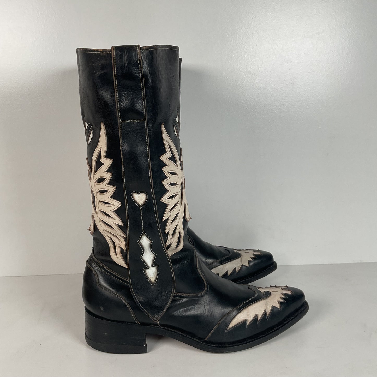 Vintage Thunderbird Cowboy Boots | Tooled Inlays | Mule Ear | 1960s | Men’s 9