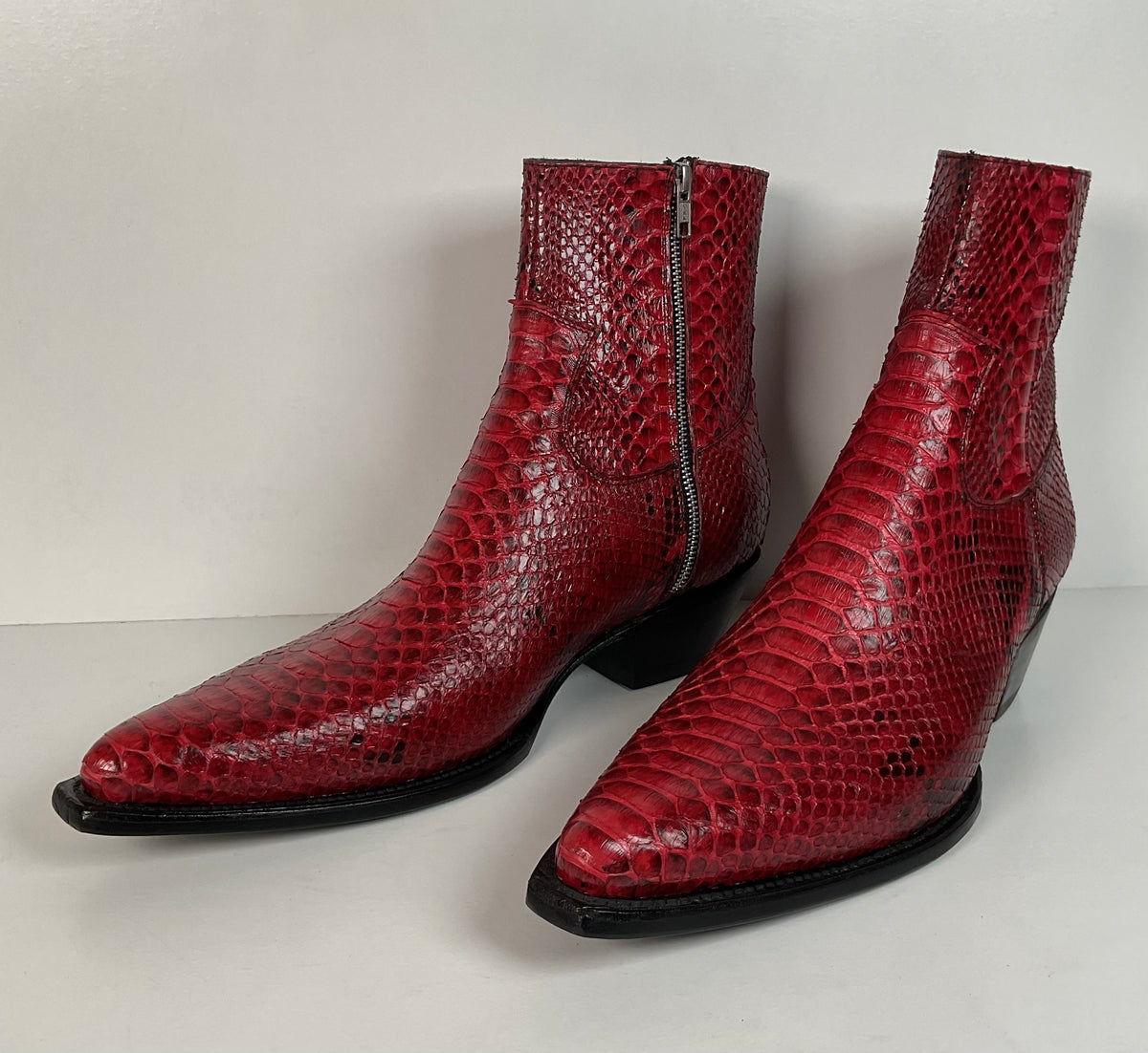 Lucent Los Angeles | Python Snakeskin Ankle Boots | Red | Men’s 15