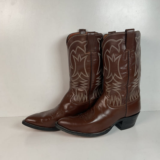 Vintage 1960s Cowtown Cowboy Boots 12 D Chocolate Brown