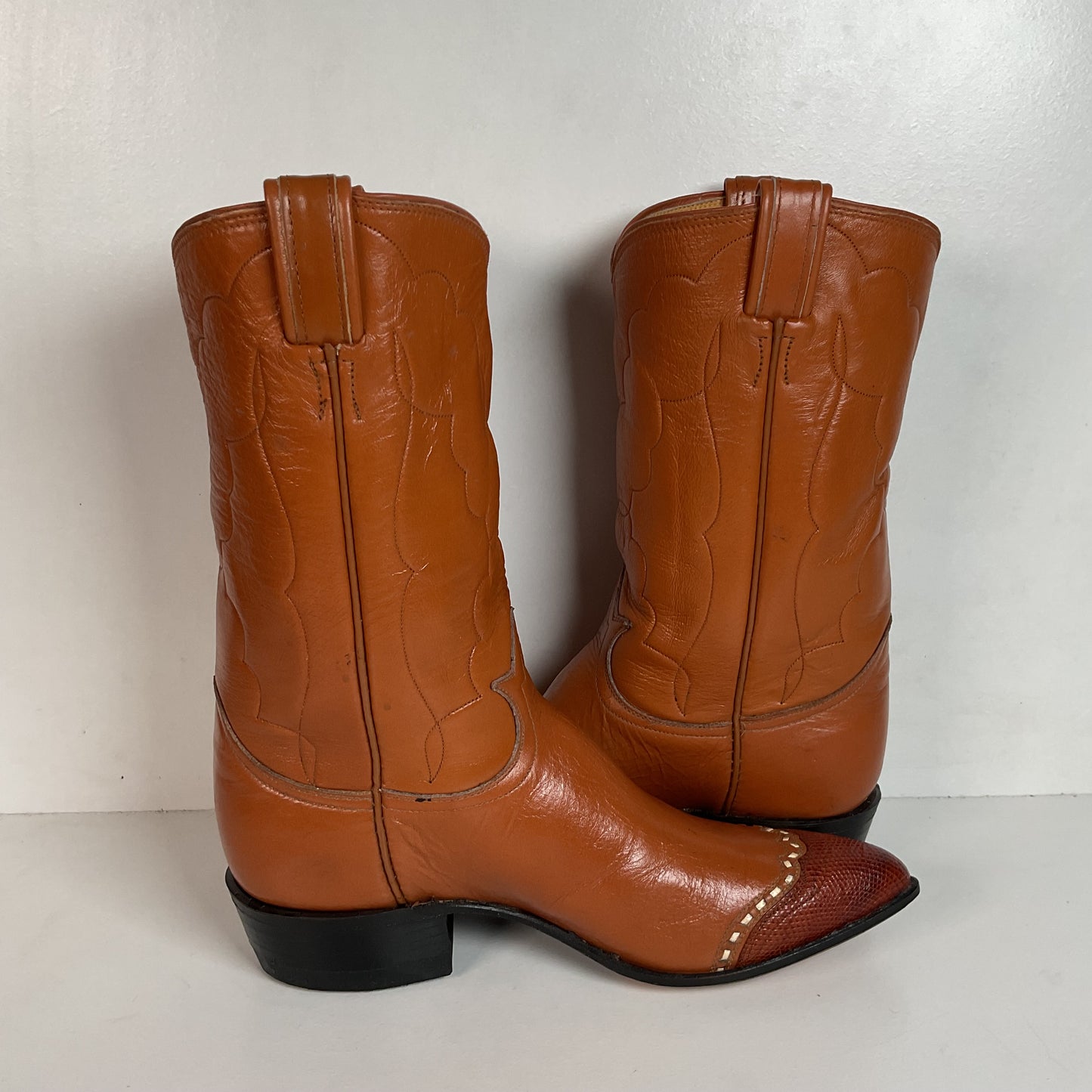 Vintage Tony Lama Maple Leaf Cowboy Boots | Lizard Tip | Narrow | Men’s 8 | Women’s 9
