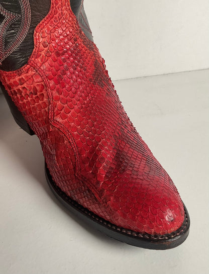 Vintage Dan Post Red Python Snakeskin Cowgirl Boots 7 M USA Made