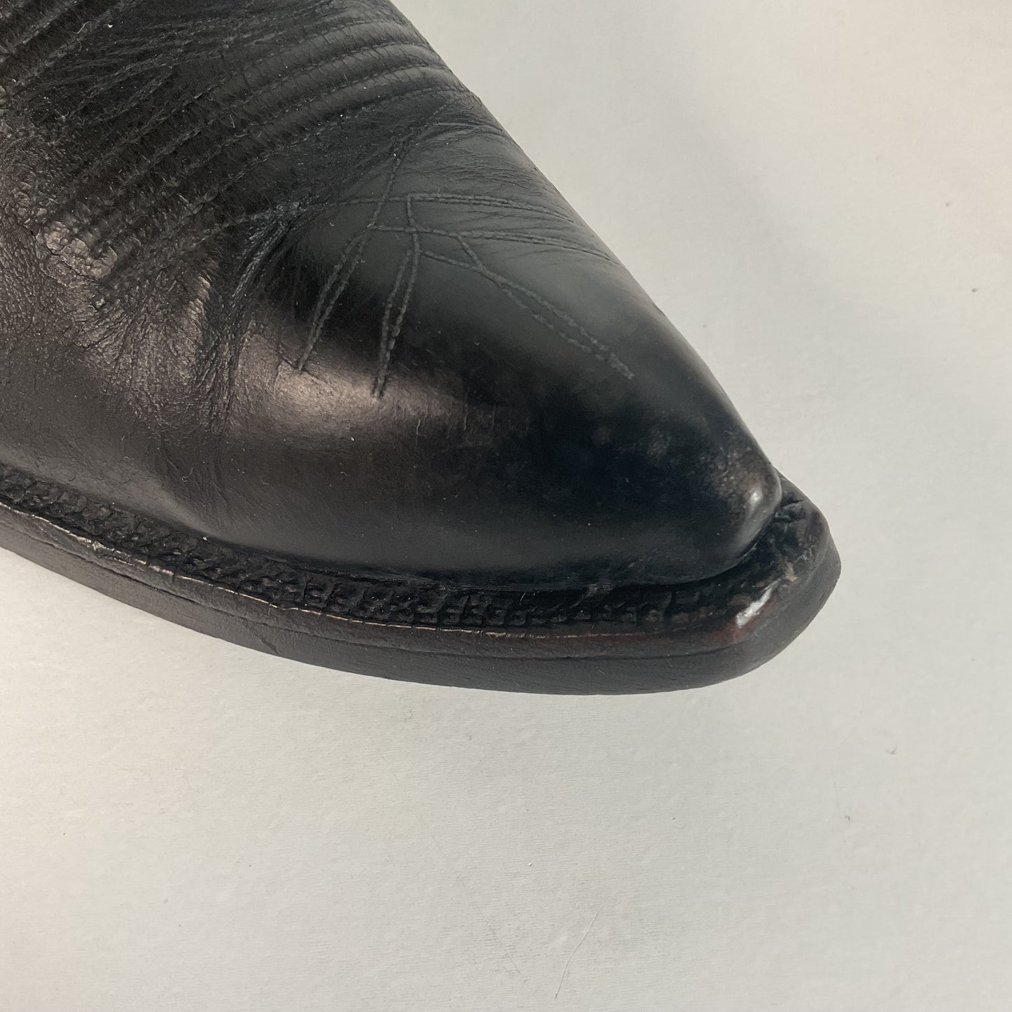 1950s Tony Lama Cowboy Boots | Black | Distressed | Men’s 9.5