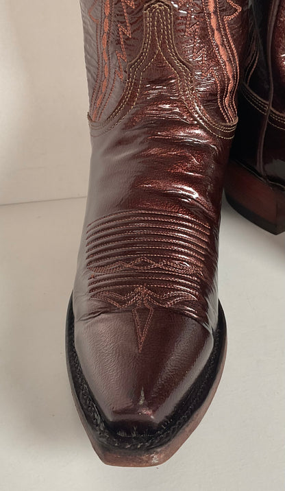 Lucchese 1883 Glossy Patent Leather Cowgirl Boots 6 B USA Madw