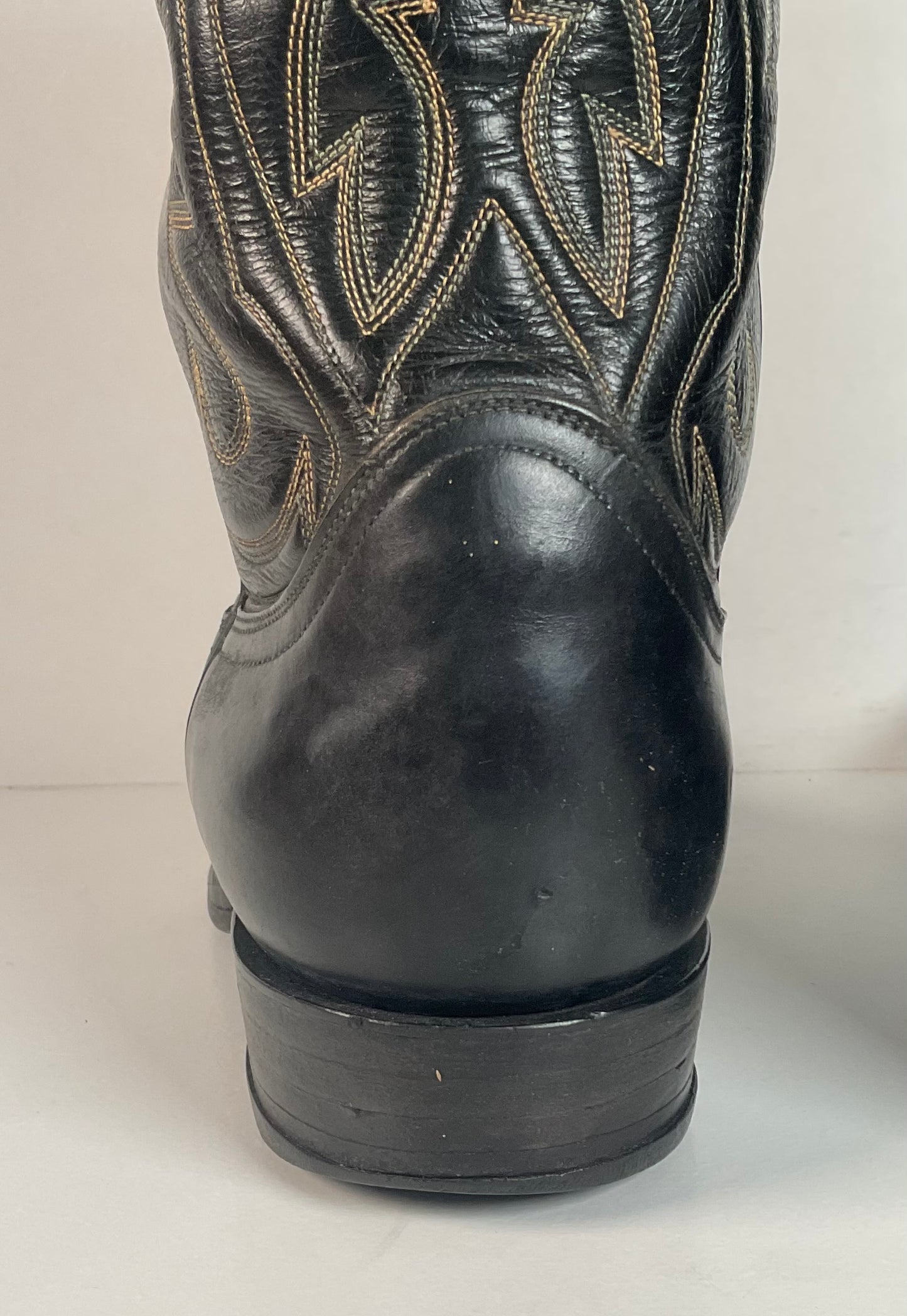 1950s Tony Lama Cowboy Boots | Black | Distressed | Men’s 9.5