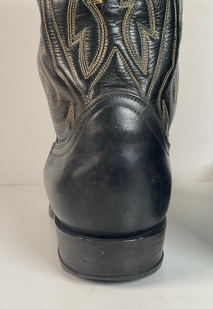 1950s Tony Lama Cowboy Boots | Black | Distressed | Men’s 9.5