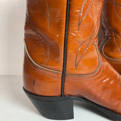 Vintage Tony Lama Patent Leather Cowgirl Boots Men’s 6 | Women’s 7 Gold Label