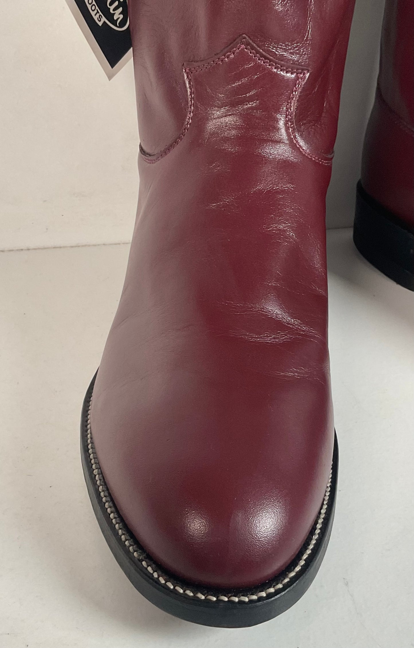 Justin Burgundy Calf Roper Boots 13 D USA Made