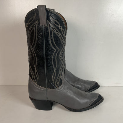 Vintage Tony Lama Charcoal Grey Wingtip Cowboy Boots 9 B Lizard Gold Label