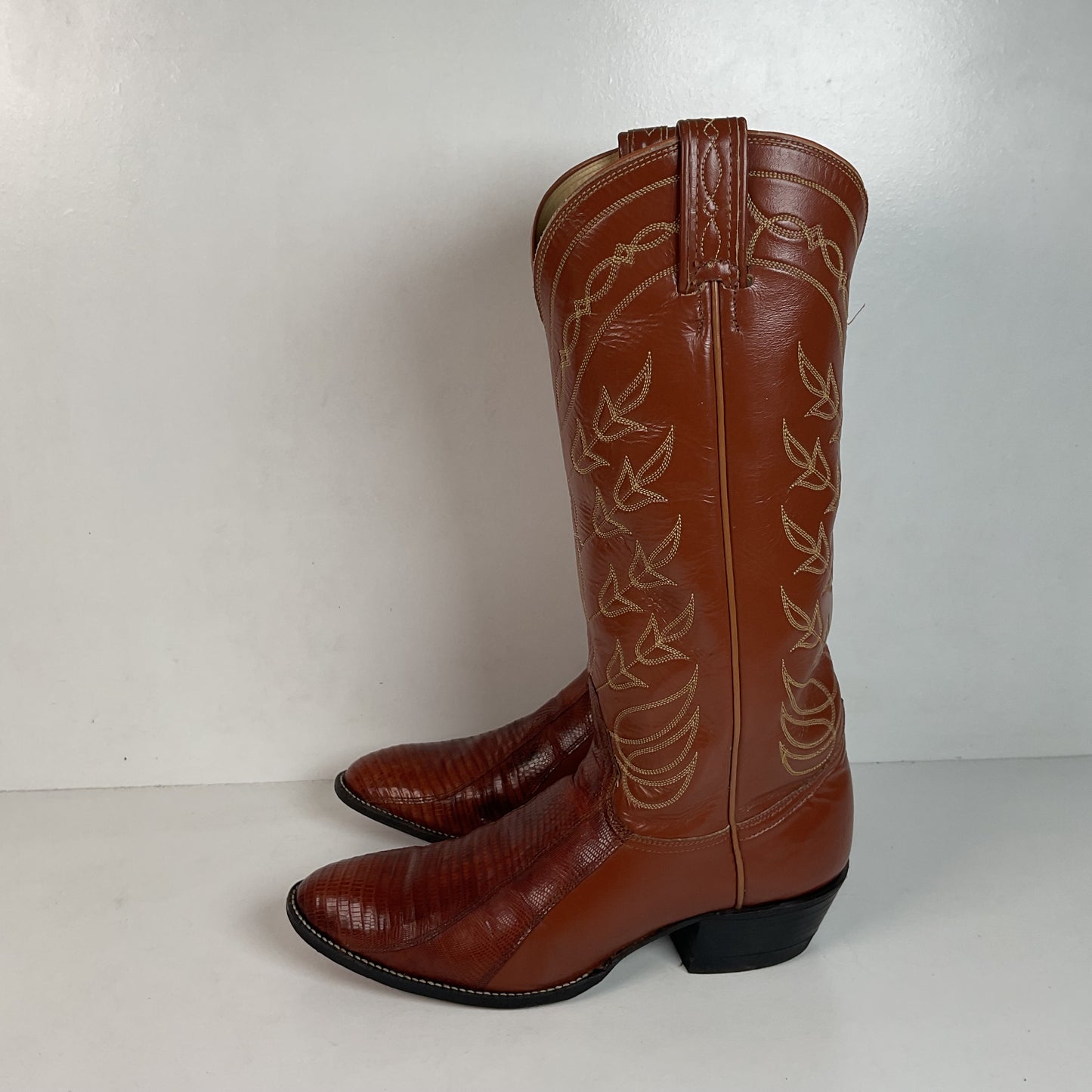 Tony Lama Teju Lizard Cowgirl Boots — Gold Label —  Men’s 7.5 C | Women’s 8.5