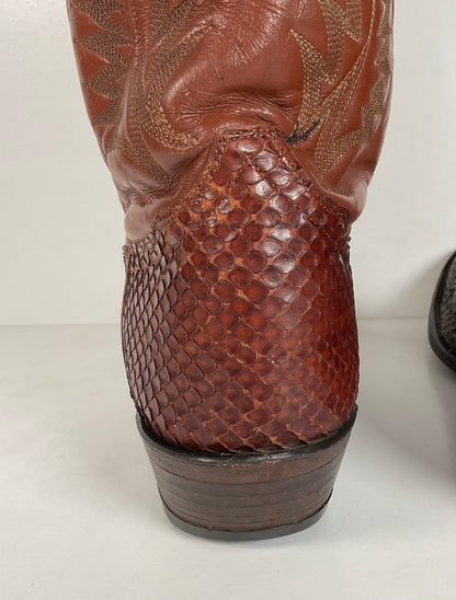 Tony Lama Anaconda Cowboy Boots | Exotic Snakeskin | Thrashed | Gold Label | 9.5