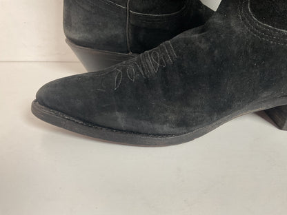 Vintage Nocona Black Suede Cowboy Boots 9 D USA Made Red Label