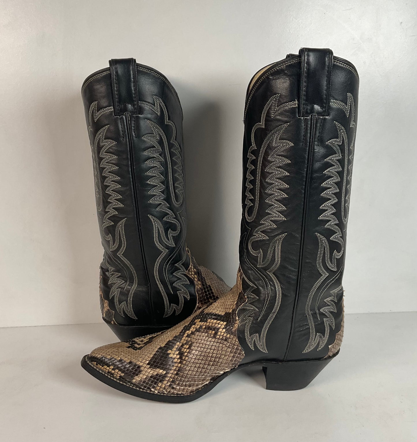 Justin Front Cut Python Snakeskin Cowboy Boots 8.5 D Triad USA Made