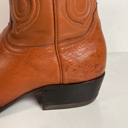 Custom Smooth Ostrich Cowboy Boots | Exotic | Tooled Inlay | Men’s 8.5