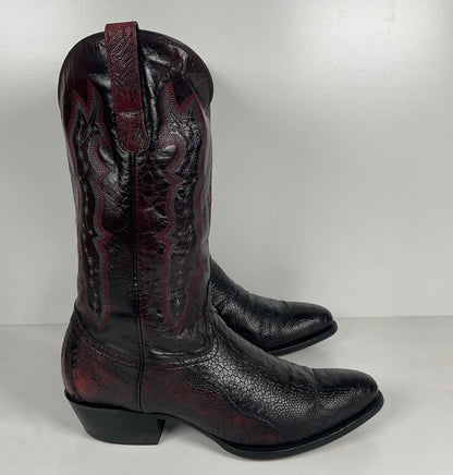 Vintage Longhorn Ostrich Leg Cowboy Boots | Exotic | Black Cherry | Men’s 13 D