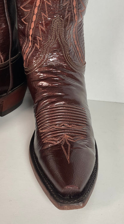Lucchese 1883 Glossy Patent Leather Cowgirl Boots 6 B USA Madw