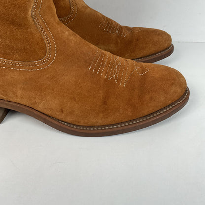 Vintage Wolverine Full Suede Cowgirl Boots 8 M Harvest Wheat Vibram