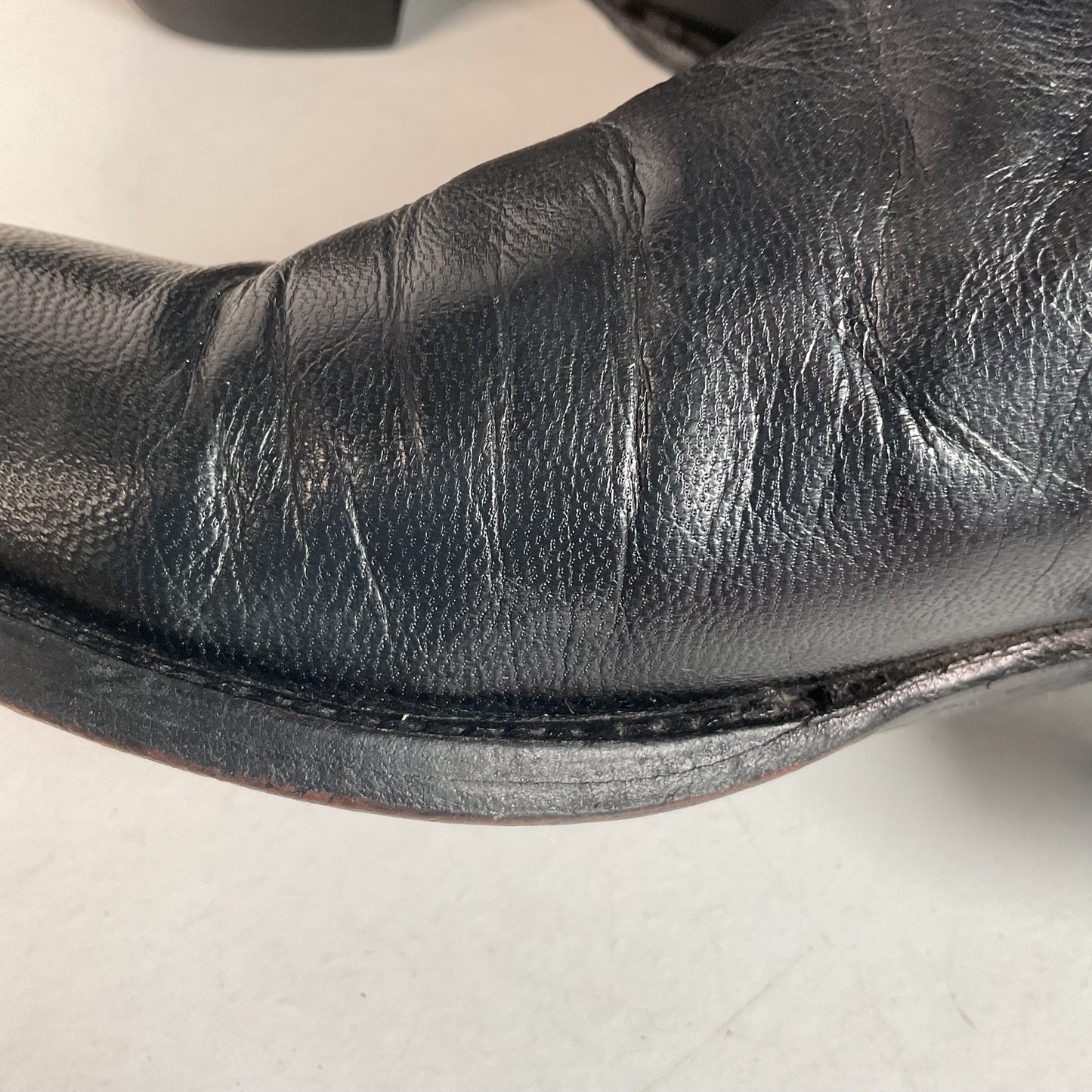 Vintage Lucchese Tall Cowgirl Boots 7 B USA Made Black Calf Skin