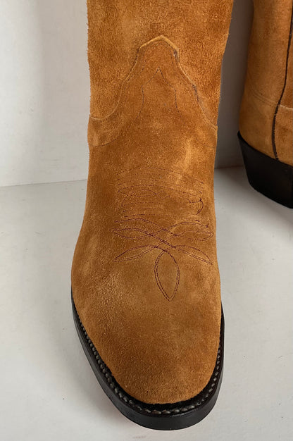 Olathe Full Rough Out Suede Cowboy Boots | USA Made | Men’s 9 B | Women’s 10