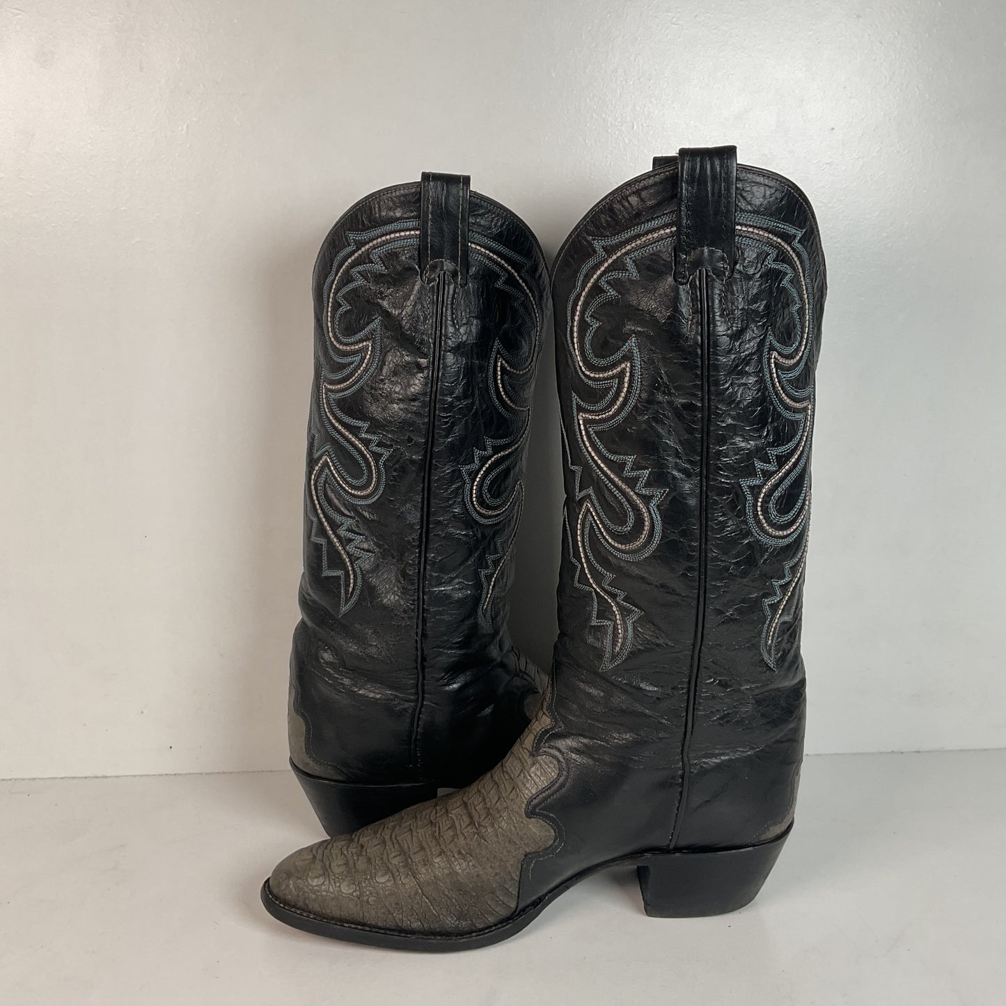 Vintage Larry Mahan Hornback Lizard Cowboy Boots 9.5 D Triad Thrashed HBL