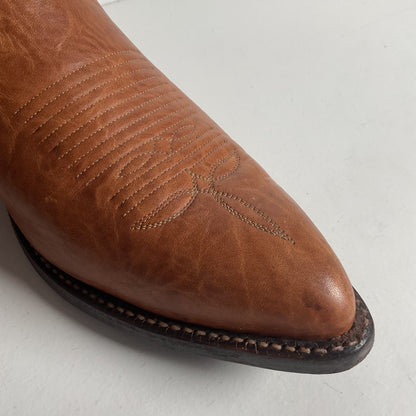 Vintage Tony Lama Gold Label Cowboy Boots — Pecan Bull Shoulder — Men’s 9 D