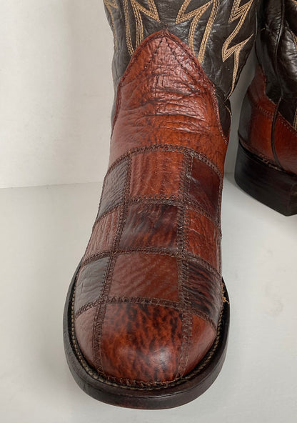 Vintage Sanders Shark Patchwork Cowboy Boots | Exotic | Extra Narrow | 11.5 AA