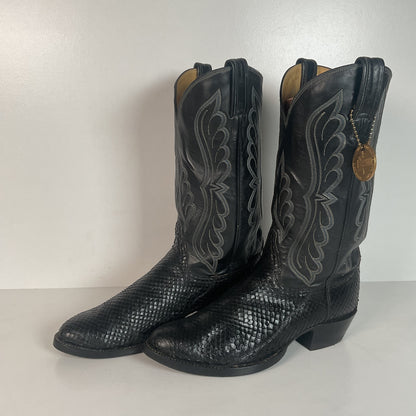 Vintage Tony Lama Anaconda Cowboy Boots | Snakeskin | Gold Label | Exotic | 9 D