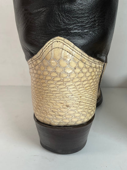 Vintage J Chisholm King Cobra Cowboy Boots 8 D Exotic Snakeskin Head Cut