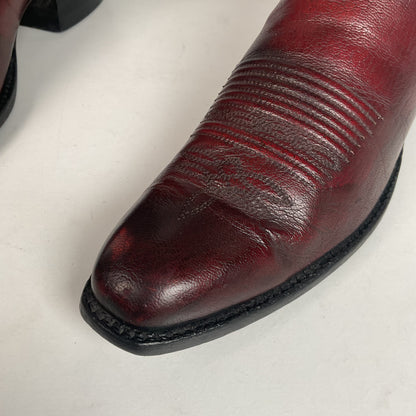 Custom Black Cherry Cowboy Boots | Goat Skin | Extra Narrow | 10.5 AA