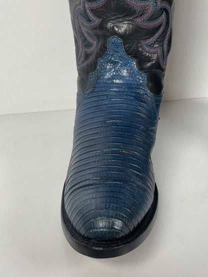 Vintage Justin Teju Lizard Cowgirl Boots | USA Made | Blue | Women’s 6.5 B