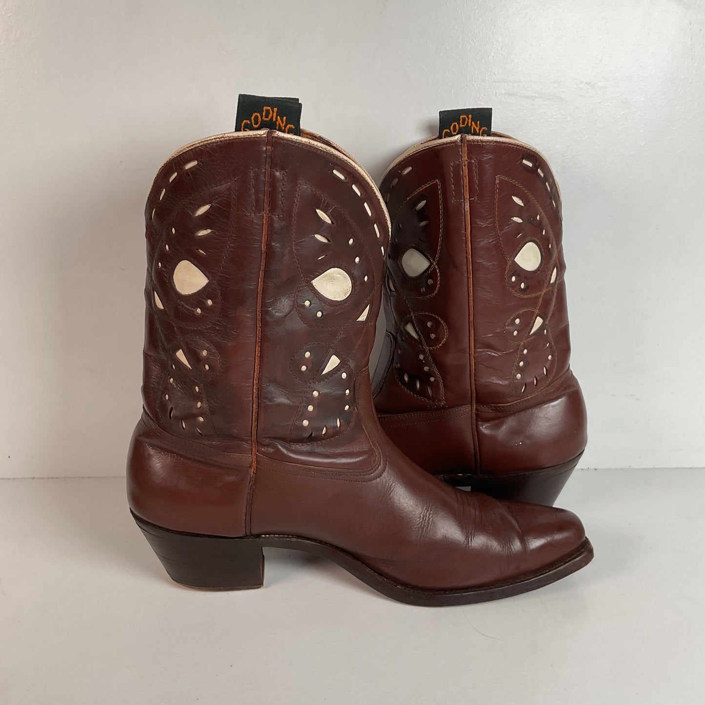 1940s Men’s Goding Pee Wee Cowboy Boots 10.5 D Butterfly Inlay