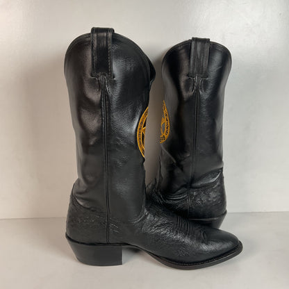 Justin Texas Rangers Cowboy Boots 9.5 D Exotic Smooth Ostrich