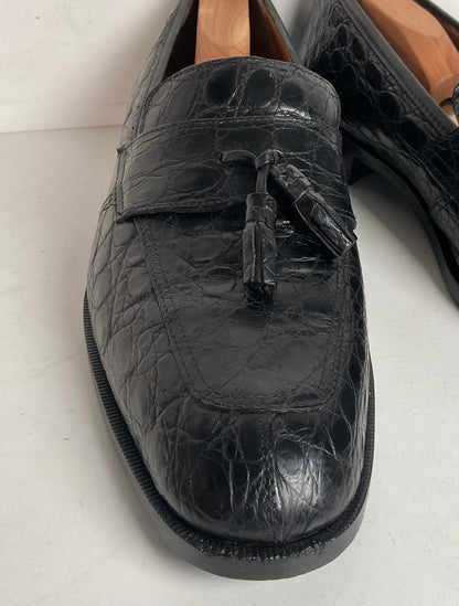 Zelli Franco Crocodile Tassel Loafer | Black | 12 M