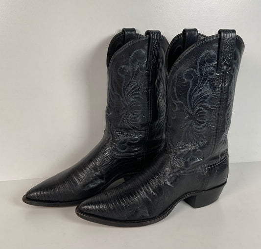 Vintage Dan Post Teju Lizard Cowgirl Boots | Royal Blue | USA Made | Women’s 8 M