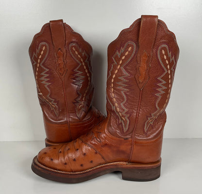 Lucchese 2000 Ostrich Quill Roper Boots | Crepe Sole | Exotic | Women’s 7.5 C