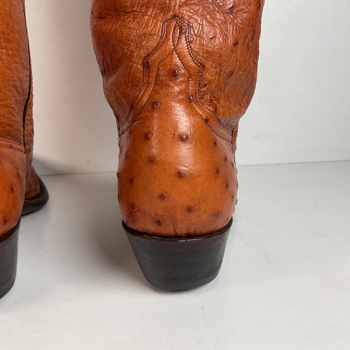 Custom Full Ostrich Quill Cowboy Boots 10 Wide Exotic Mule Ear