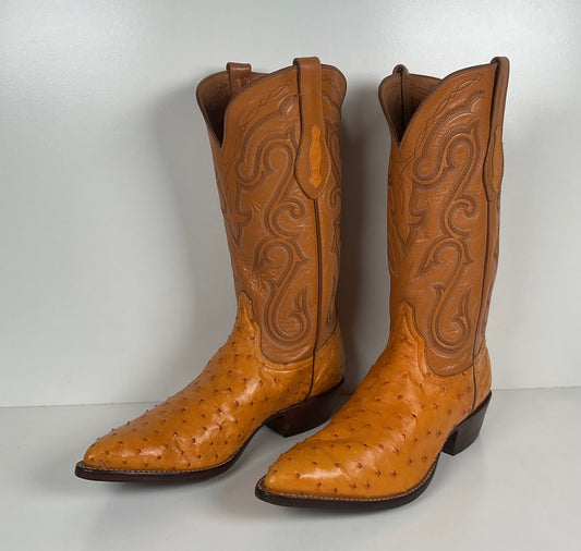 Full Quill Ostrich Cowboy Boots | Exotic | Custom | Butterscotch | Men’s 10 E