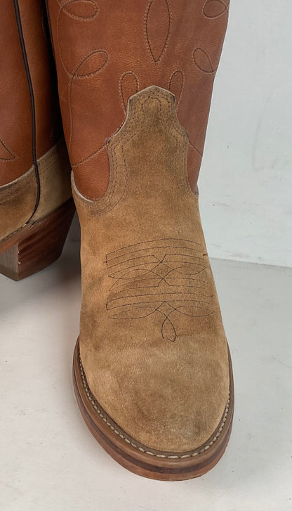 Vintage Dingo Acme Men’s Suede Rough Out Buckaroo Cowboy Boots 8 B USA Made