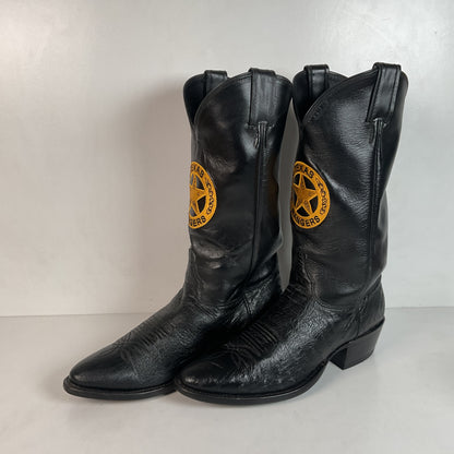 Justin Texas Rangers Cowboy Boots 9.5 D Exotic Smooth Ostrich