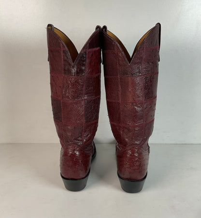Vintage Nocona Exotic Ostrich Quill Cowgirl Boots 5 C Quilted Patchwork USA