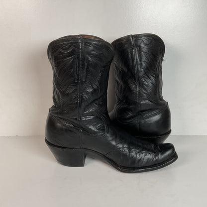 Vintage 1940s Brogue Wingtip Cowboy Boots 9.5-10 Leather Pull Tab Pee Wee