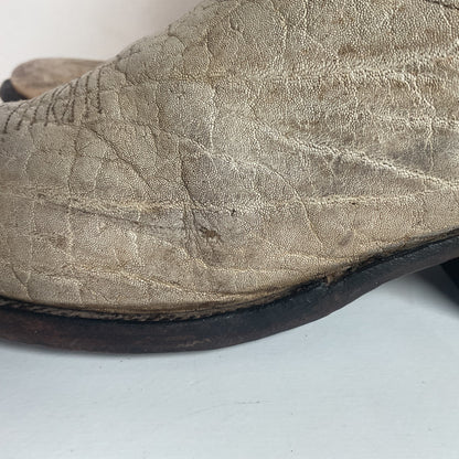 Vintage Justin Exotic Elephant Cowboy Boots 12 AA (Extra Narrow) Distressed