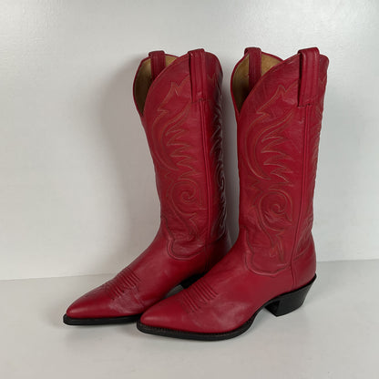 Vintage Sanders Cowgirl Boots | Ruby Red | Women’s 6.5 B