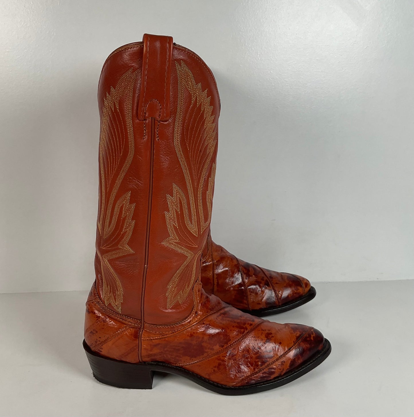 Vintage J. Chisholm Eel Skin Cowboy Boots | Exotic | USA Made | Men’s 8.5 D