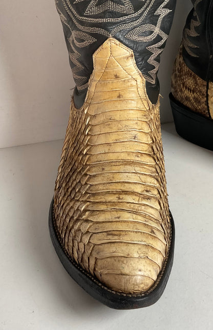 Cowtown Belly Cut Rattlesnake Cowboy Boots 10 D Snakeskin USA Made